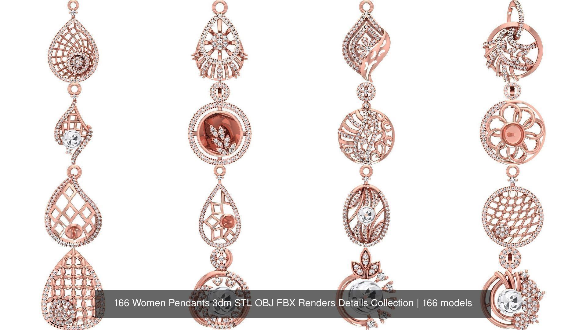 166 Women Pendants 3dm STL OBJ FBX Renders Details Collection _22