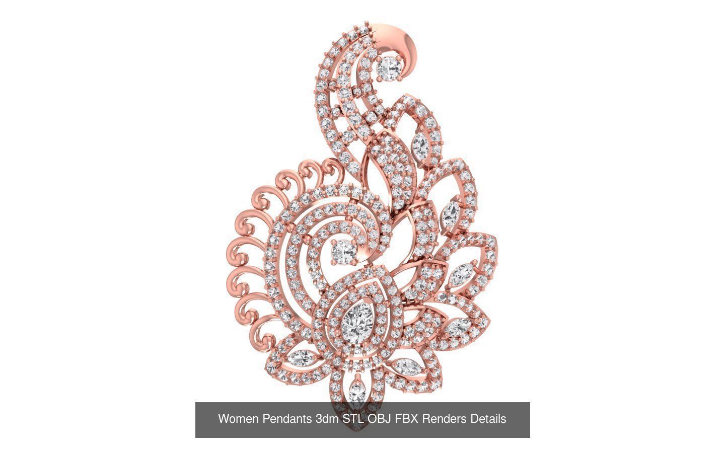 166 Women Pendants 3dm STL OBJ FBX Renders Details Collection _194