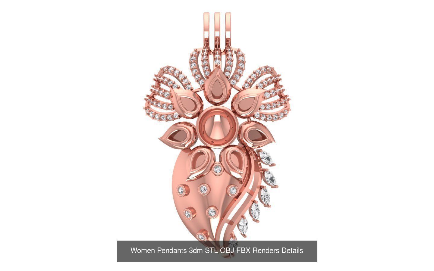 166 Women Pendants 3dm STL OBJ FBX Renders Details Collection _86