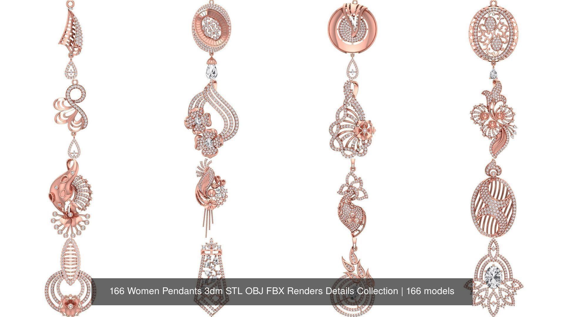 166 Women Pendants 3dm STL OBJ FBX Renders Details Collection _7