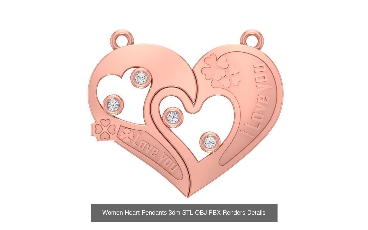 166 Women Pendants 3dm STL OBJ FBX Renders Details Collection _124