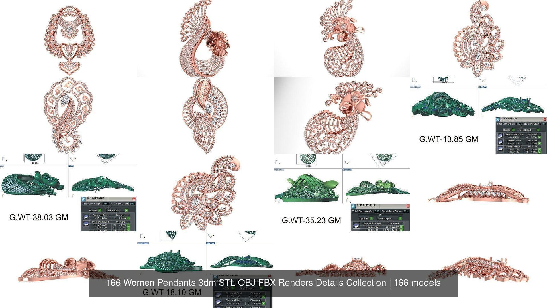 166 Women Pendants 3dm STL OBJ FBX Renders Details Collection _30