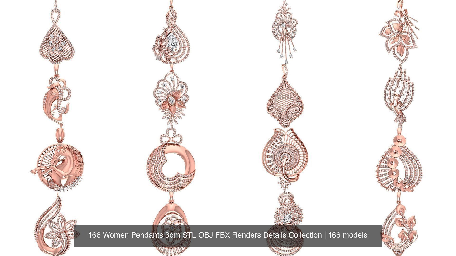 166 Women Pendants 3dm STL OBJ FBX Renders Details Collection _8