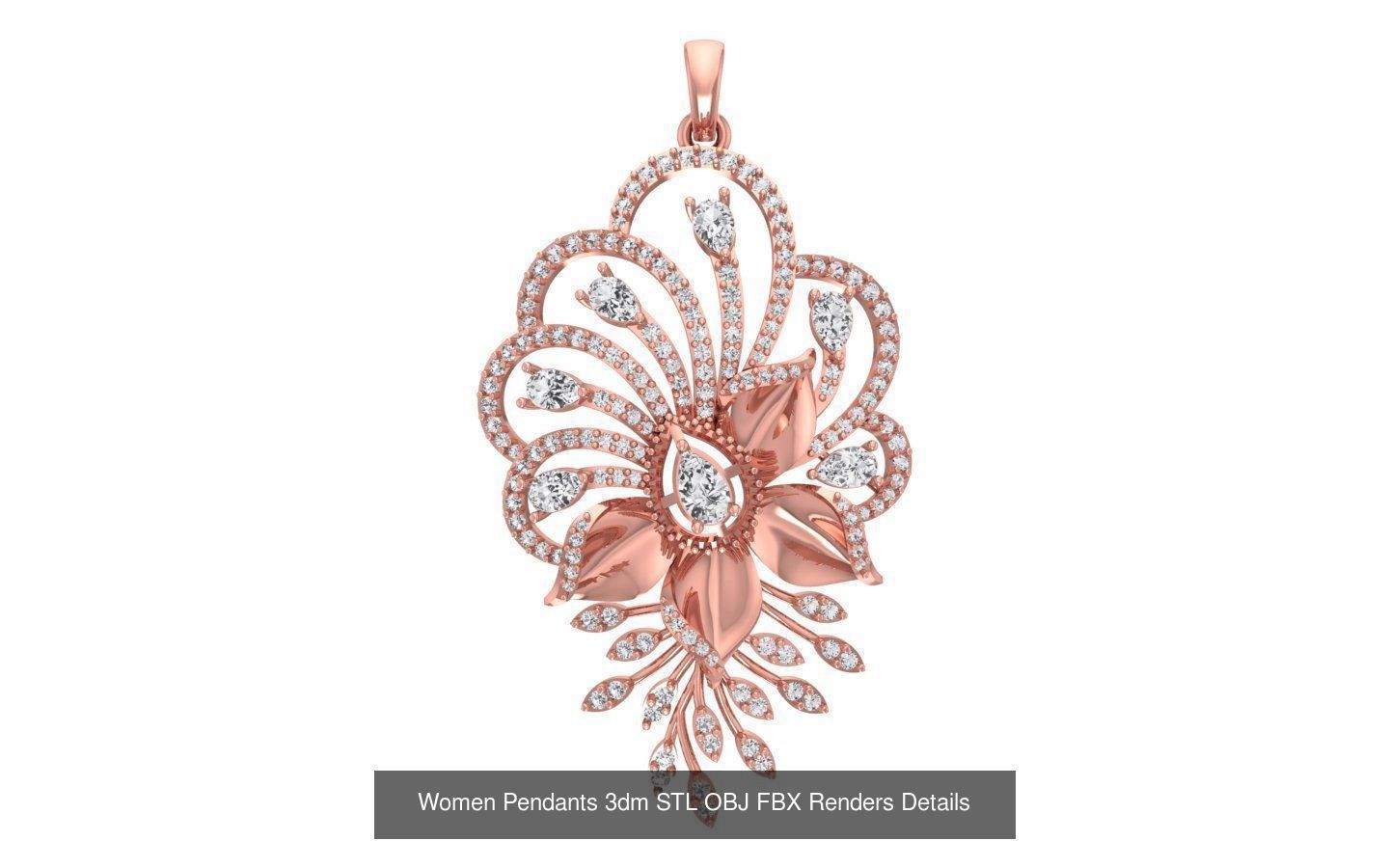 166 Women Pendants 3dm STL OBJ FBX Renders Details Collection _100