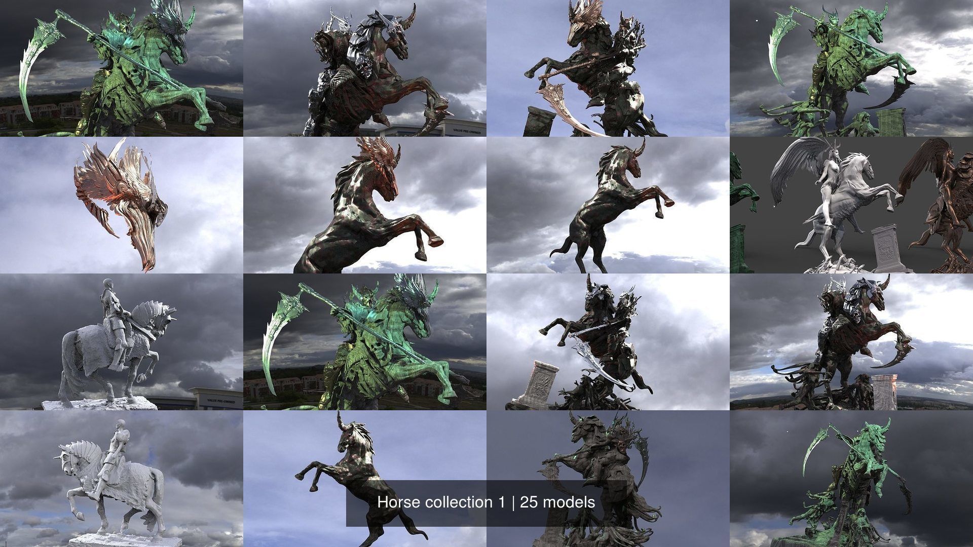 Horse collection 1 bird flying in sky _2