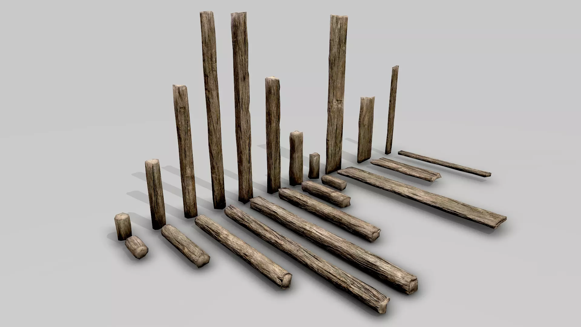 Wood Planks Low-poly 3D model_0