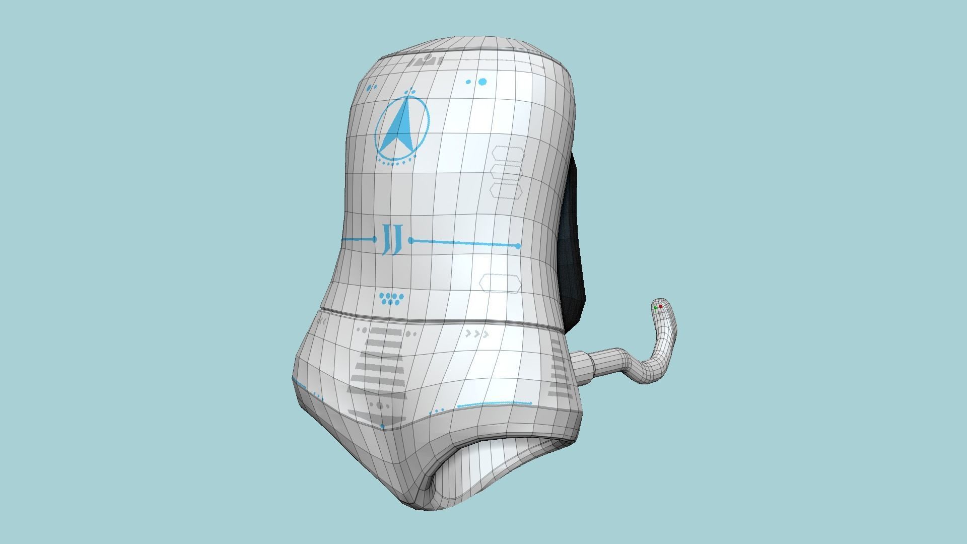 Jetpack J01 White Blue - SciFi Character Design Low-poly 3D model_6
