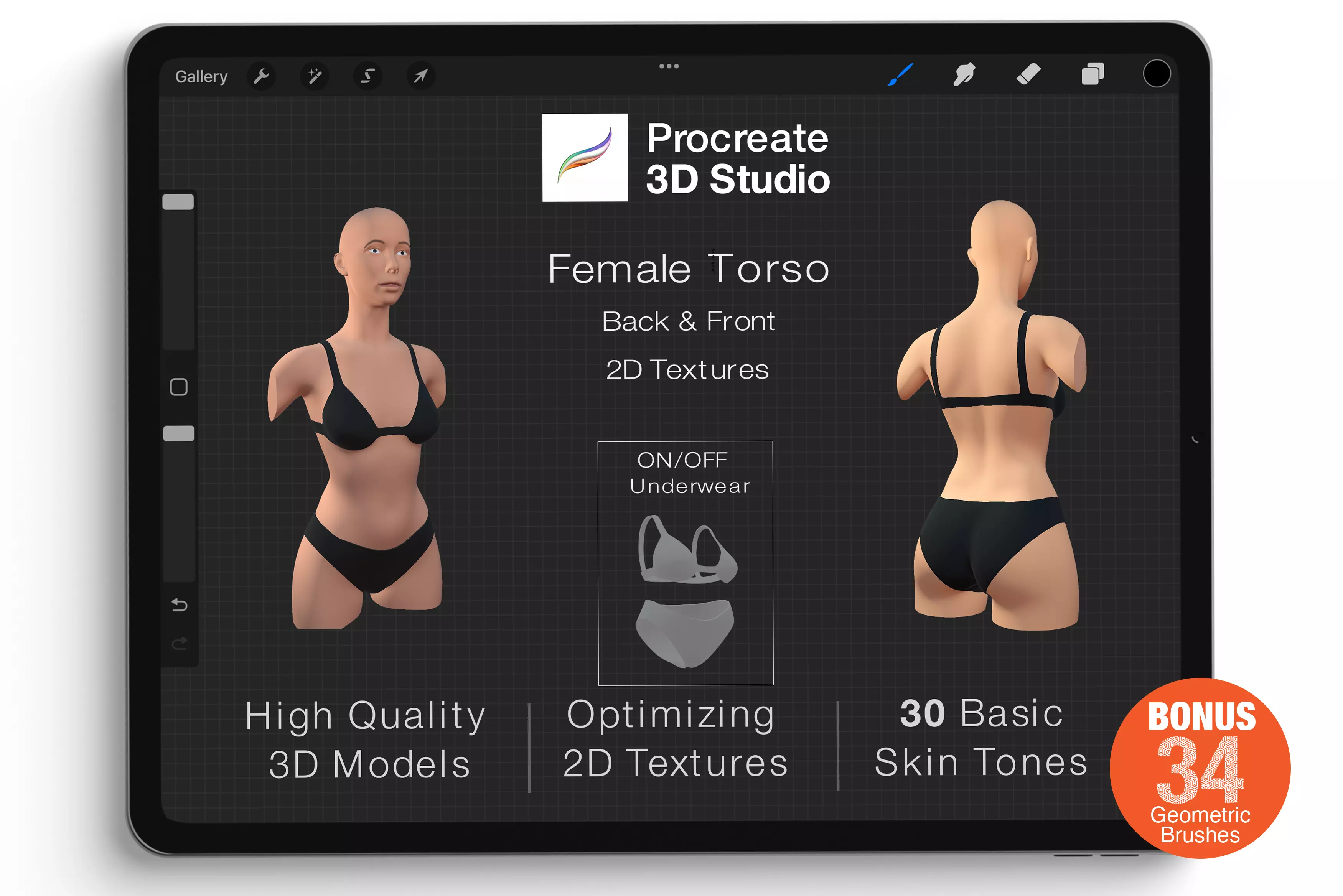 Procreate 3d Model - Torso Female 3D model_0