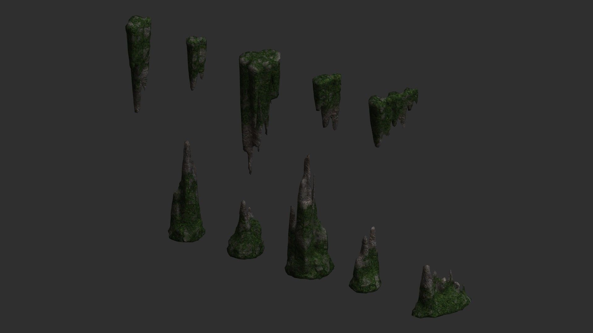 Cave Rock Pack 1 - Moss 2 Low-poly 3D model_1