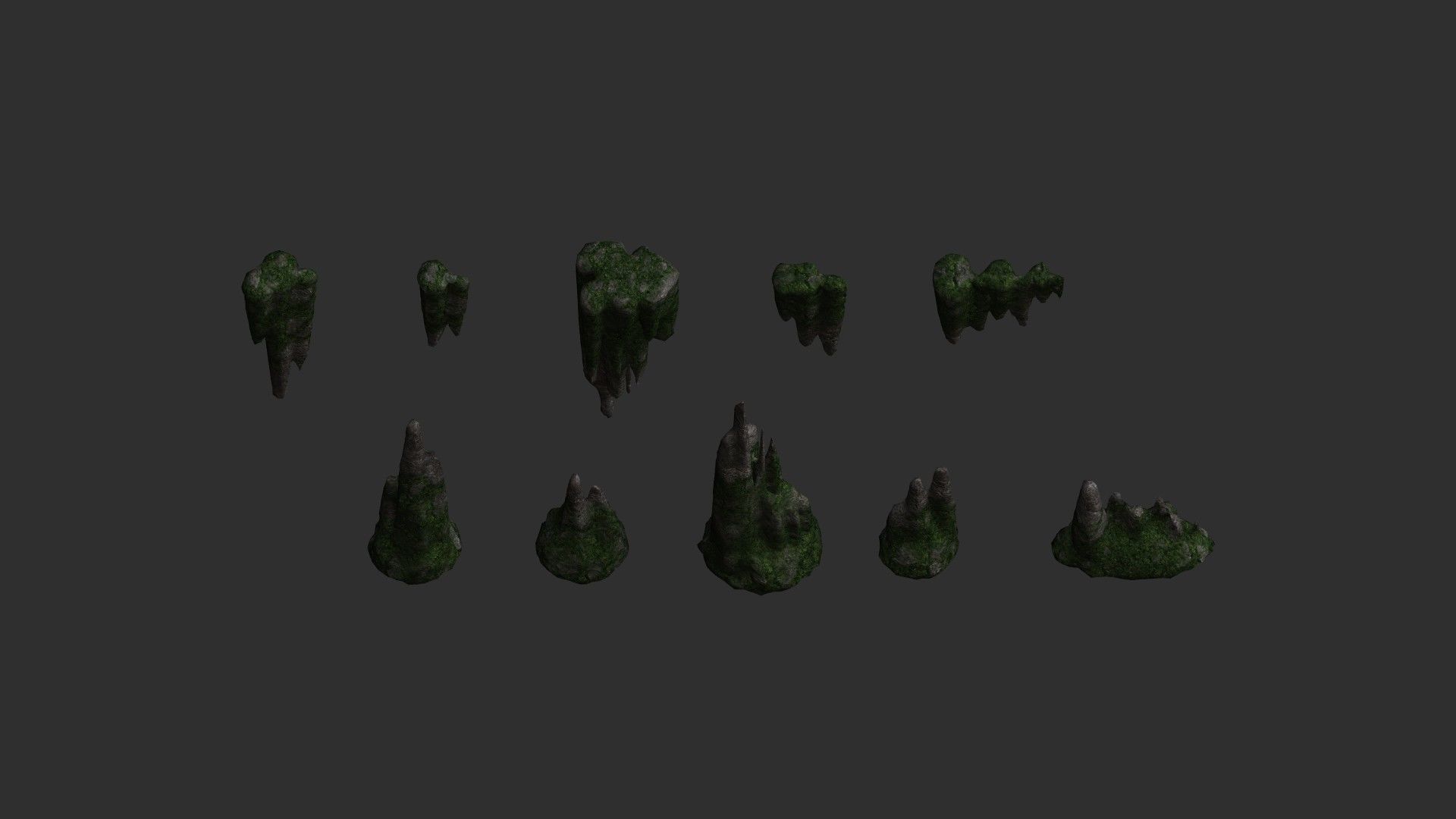 Cave Rock Pack 1 - Moss 2 Low-poly 3D model_5