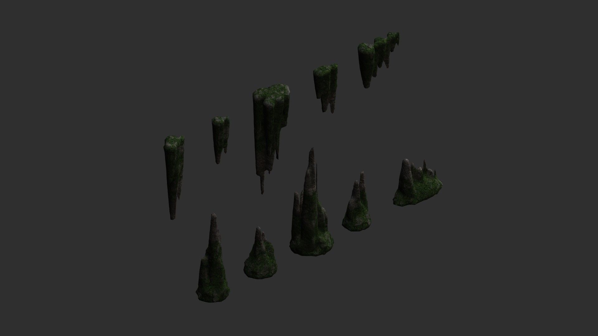 Cave Rock Pack 1 - Moss 2 Low-poly 3D model_6