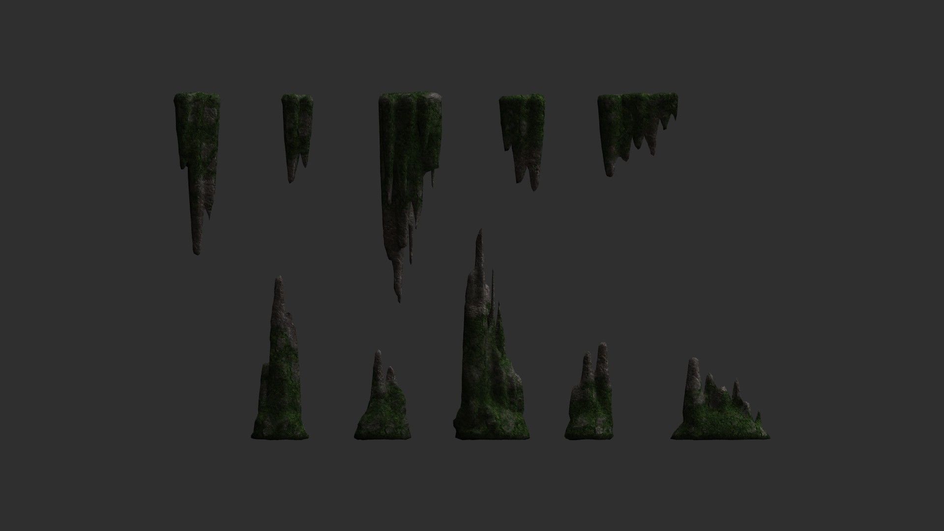 Cave Rock Pack 1 - Moss 2 Low-poly 3D model_4