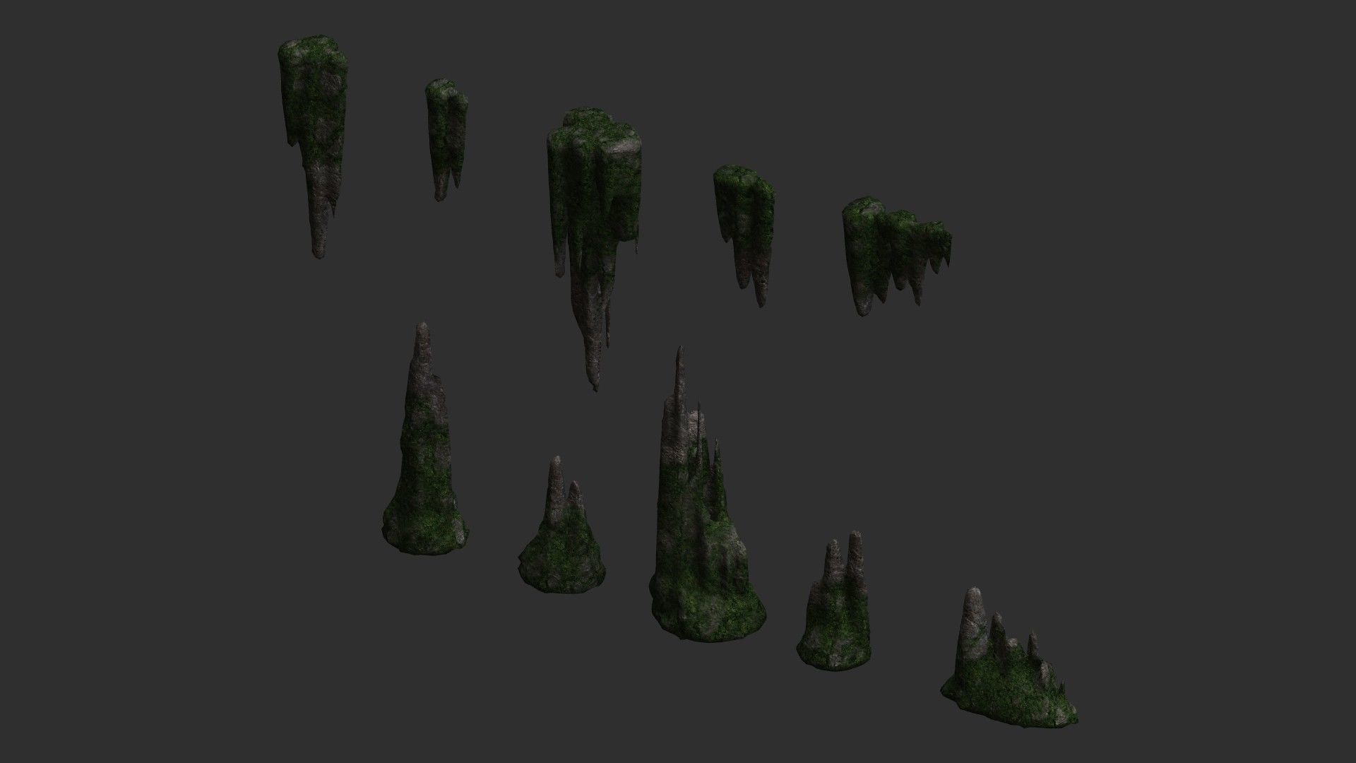 Cave Rock Pack 1 - Moss 2 Low-poly 3D model_7