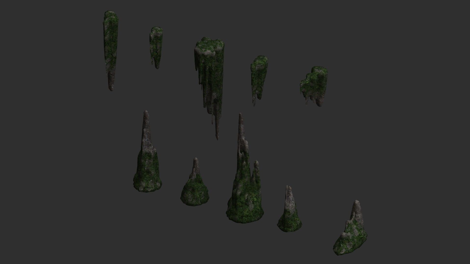 Cave Rock Pack 1 - Moss 2 Low-poly 3D model_3