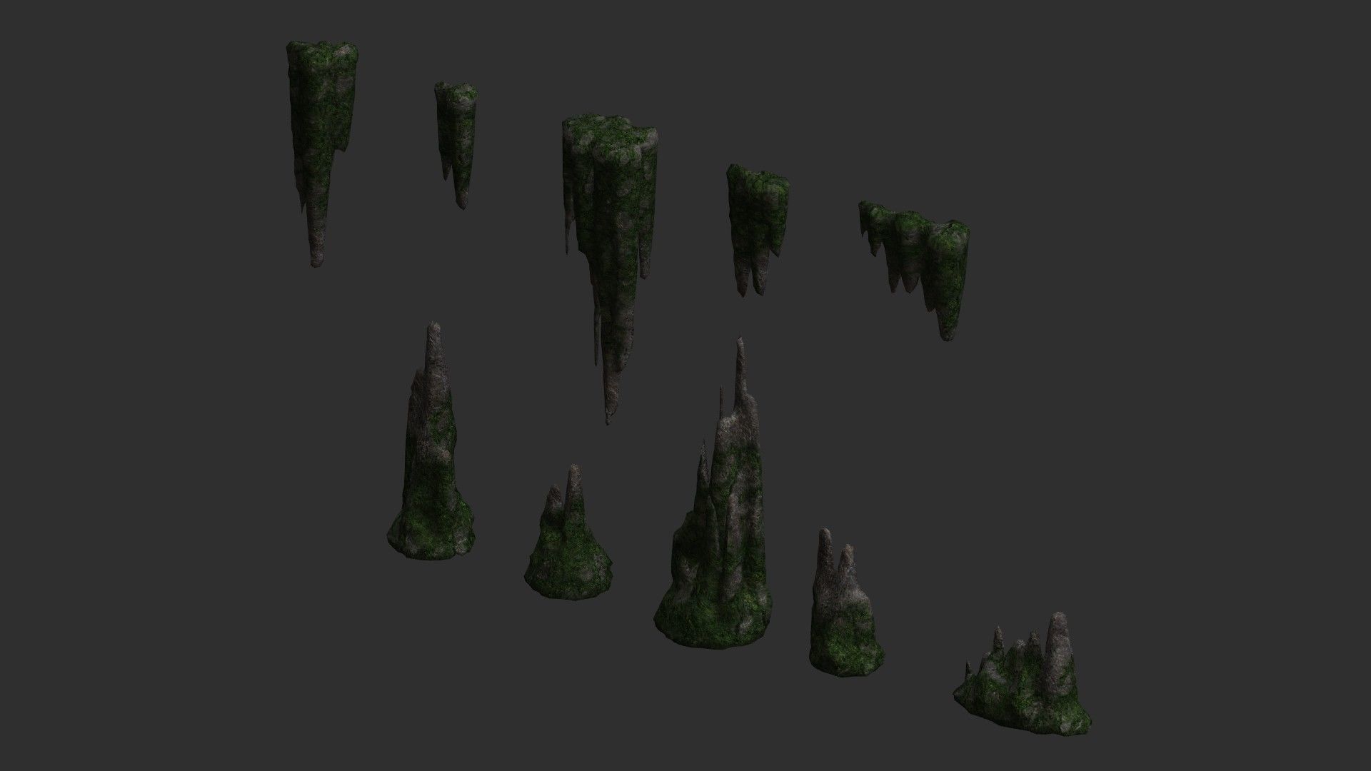 Cave Rock Pack 1 - Moss 2 Low-poly 3D model_2