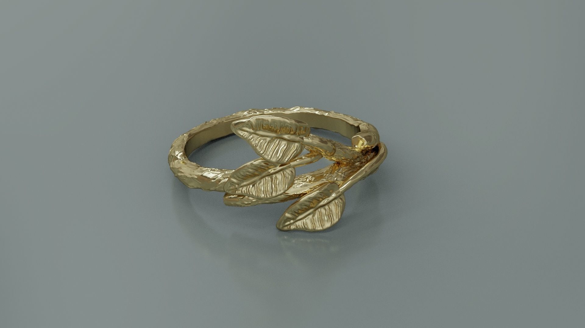 Leaf  Wedding Ring 3D print model_4