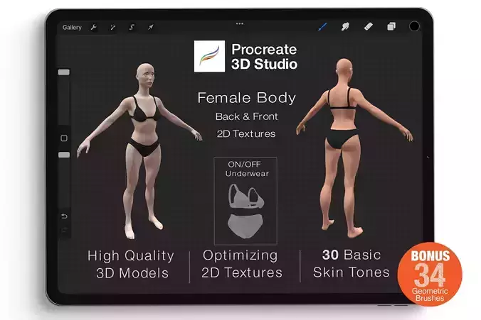 Procreate 3d Model -Full Body Female 3D model