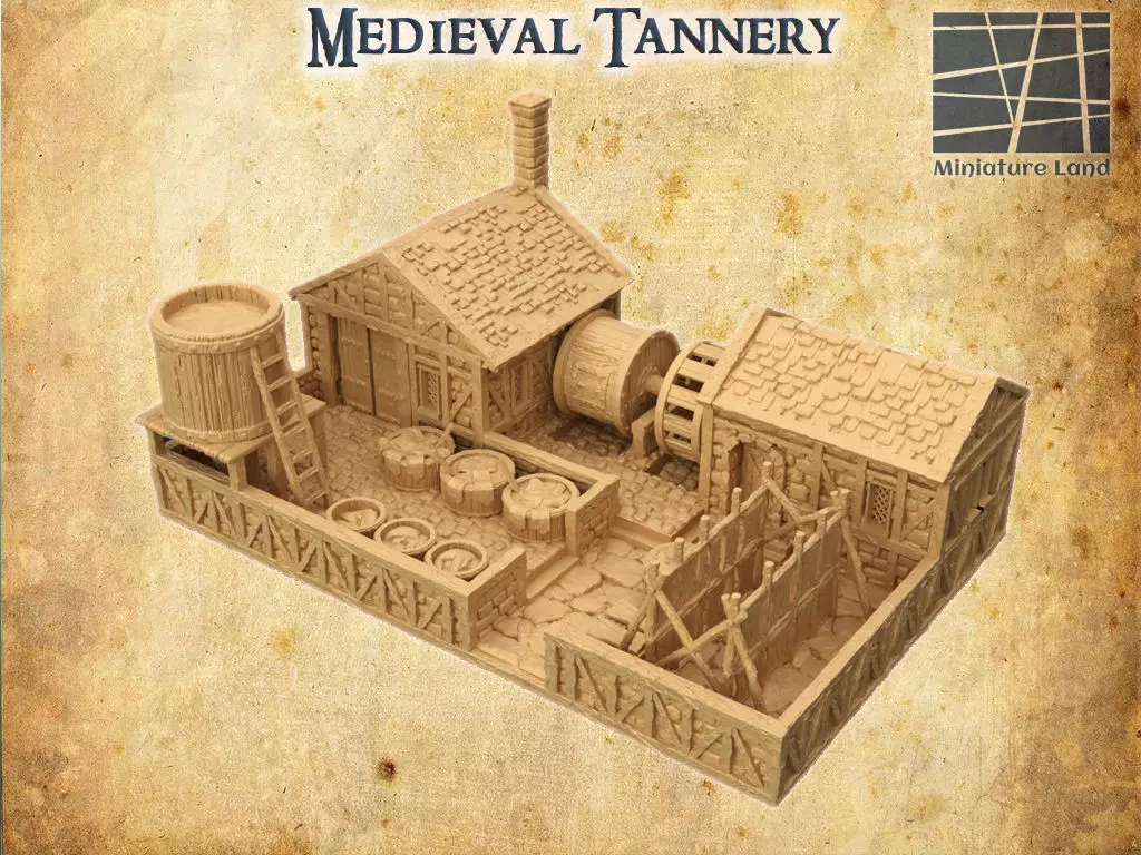 Medieval Tannery Tabletop Terrain 28 mm 3D print model