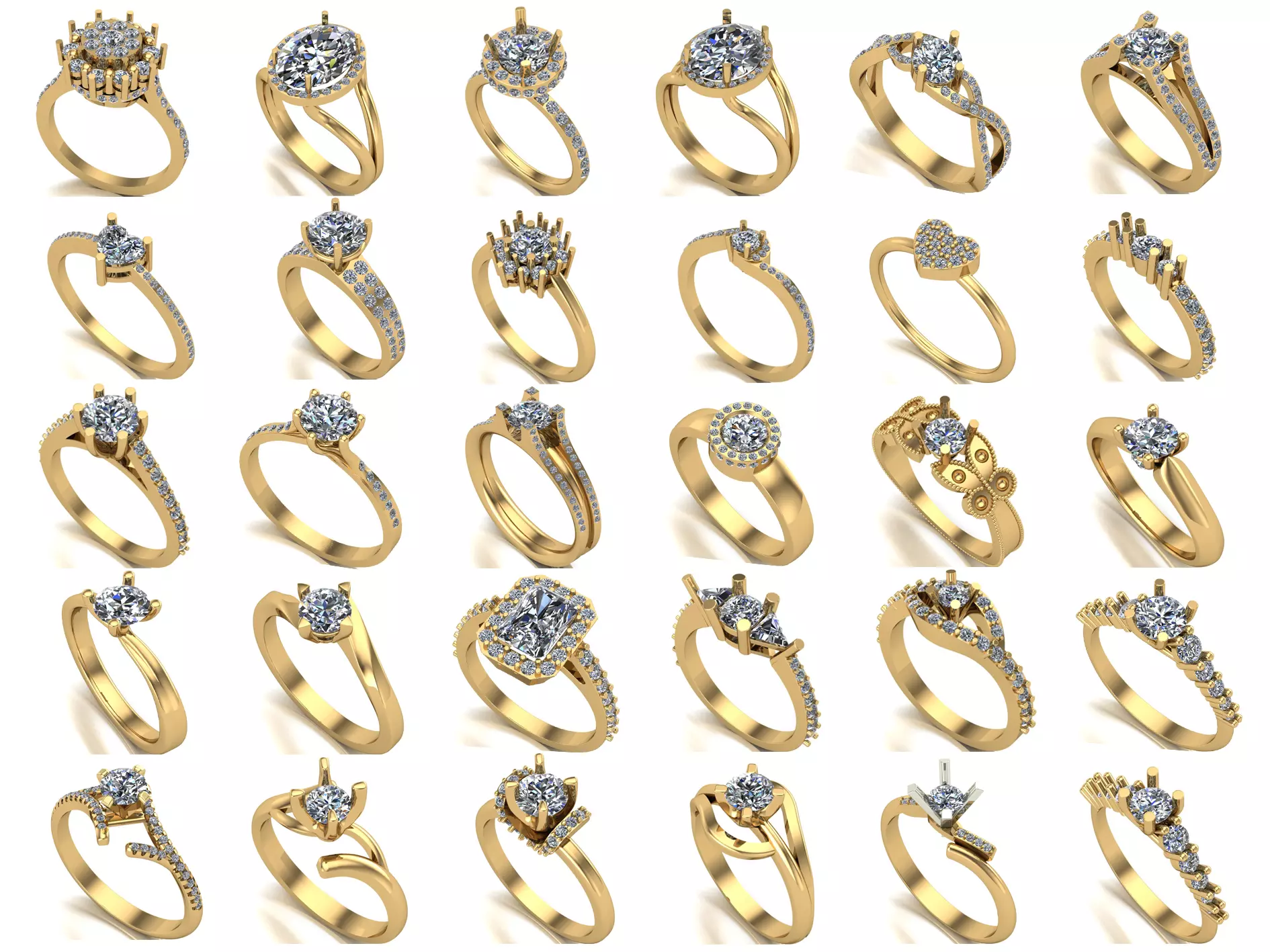 Big collection of designed rings for manufacturing 3D print model_0