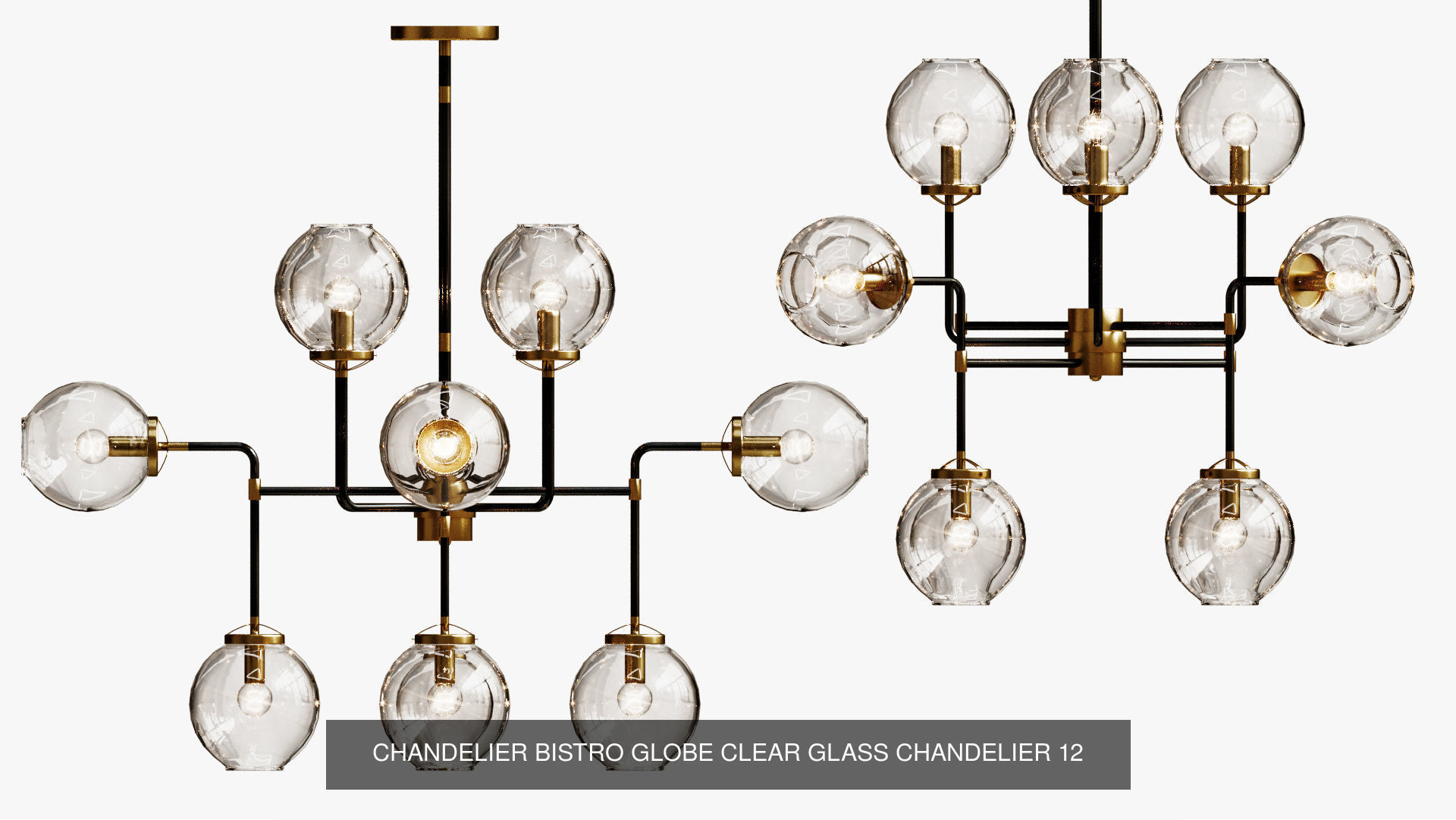 bistro globe clear glass chandelier 3D Model Collection_1