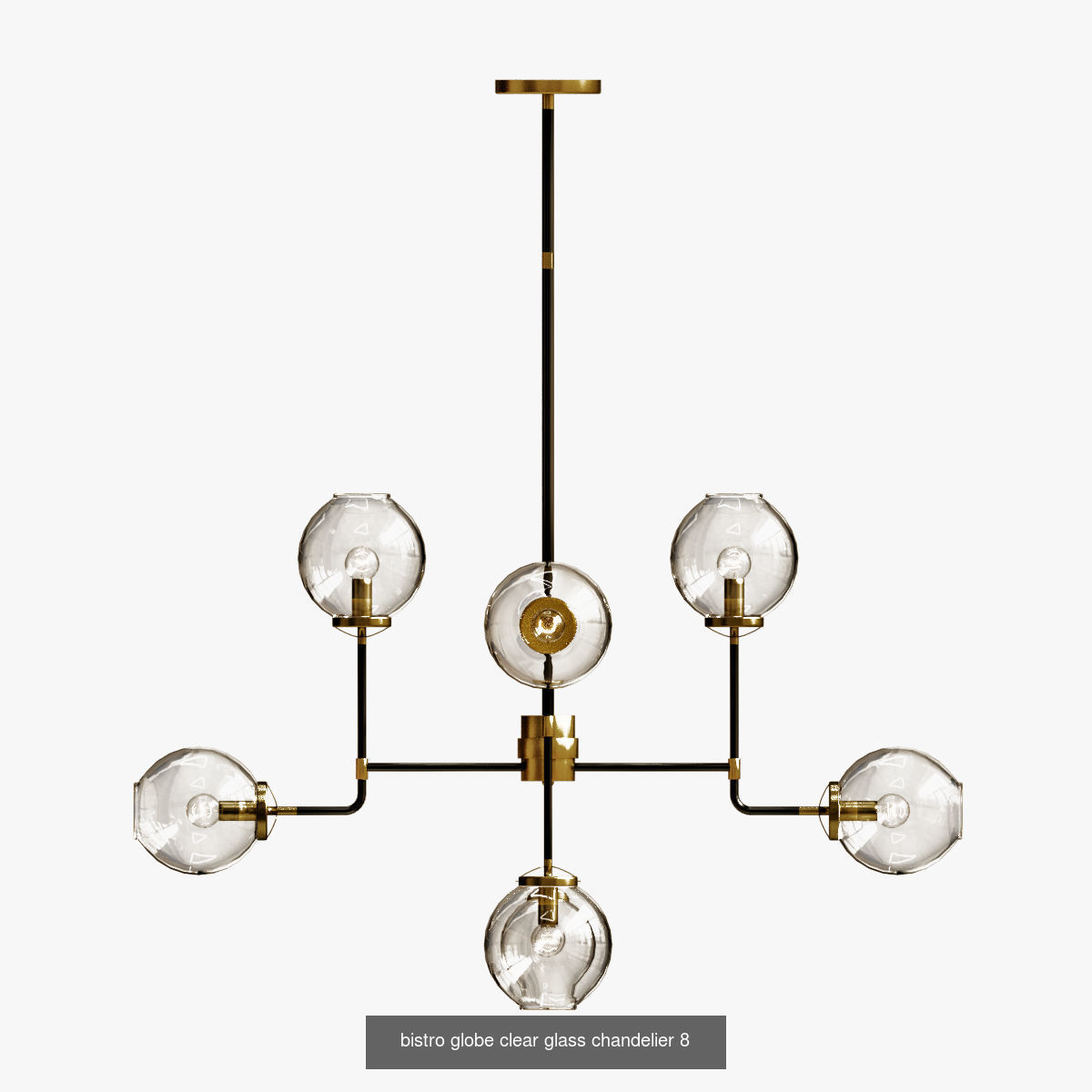 bistro globe clear glass chandelier 3D Model Collection_3