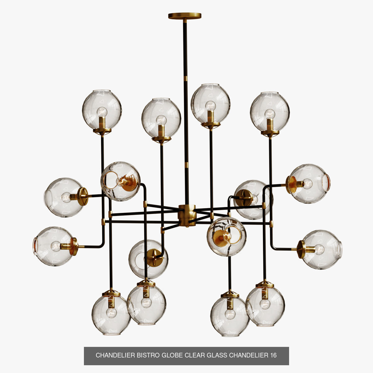 bistro globe clear glass chandelier 3D Model Collection_2