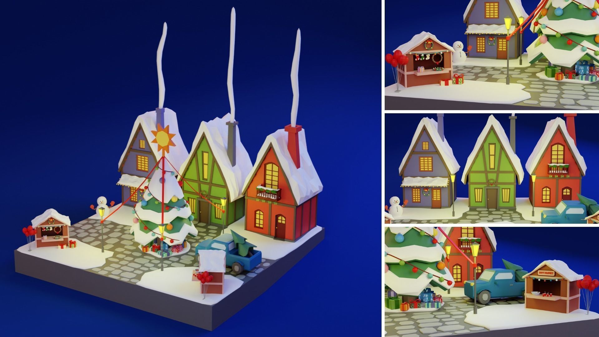 Low Poly Christmas Set Low-poly 3D model_8