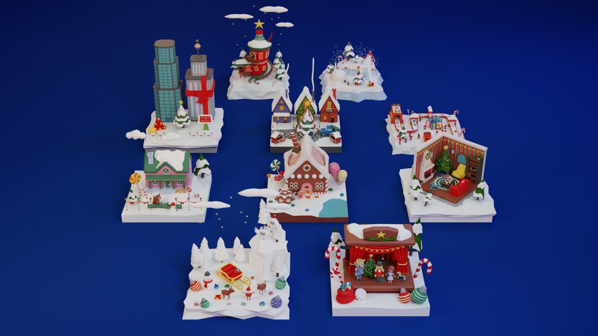 Low Poly Christmas Set Low-poly 3D model_5
