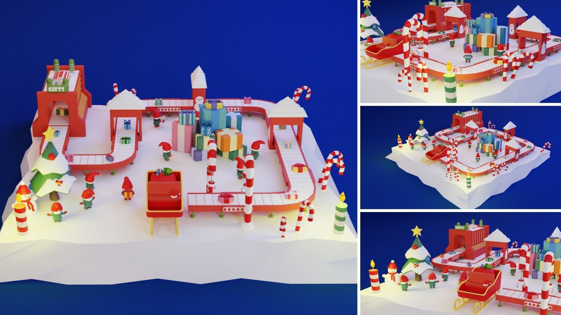 Low Poly Christmas Set Low-poly 3D model_10