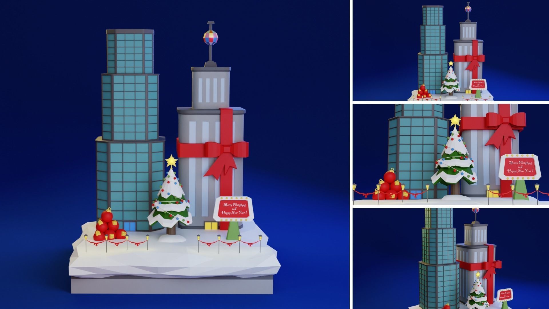 Low Poly Christmas Set Low-poly 3D model_9