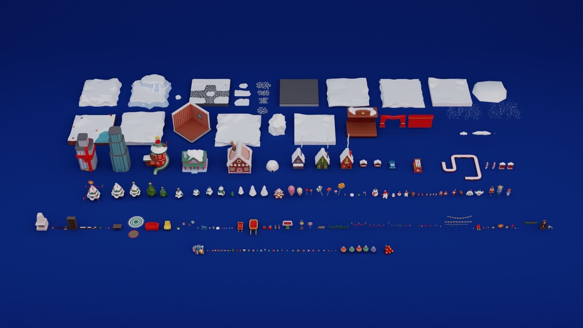 Low Poly Christmas Set Low-poly 3D model_3