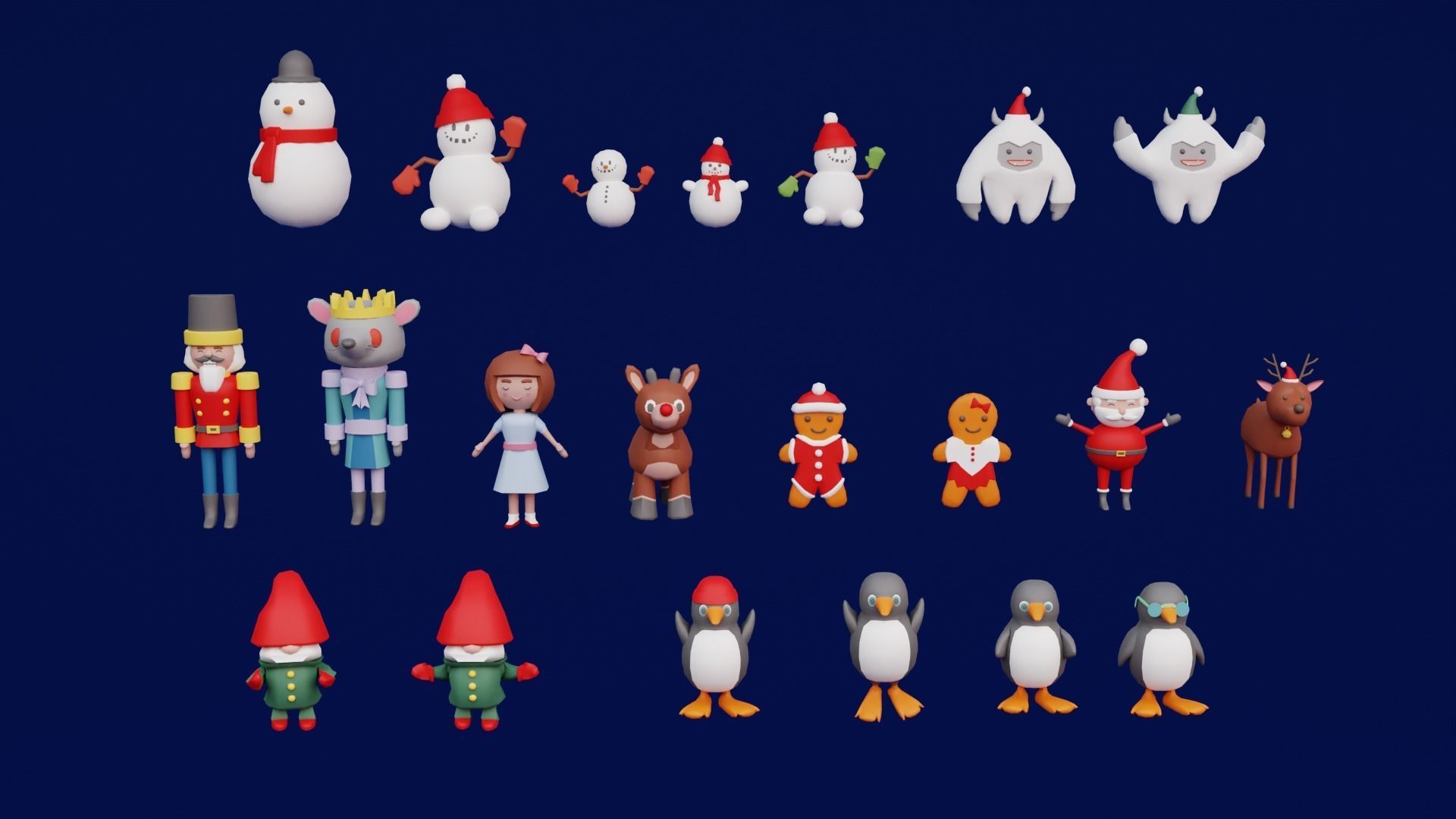 Low Poly Christmas Set Low-poly 3D model_19