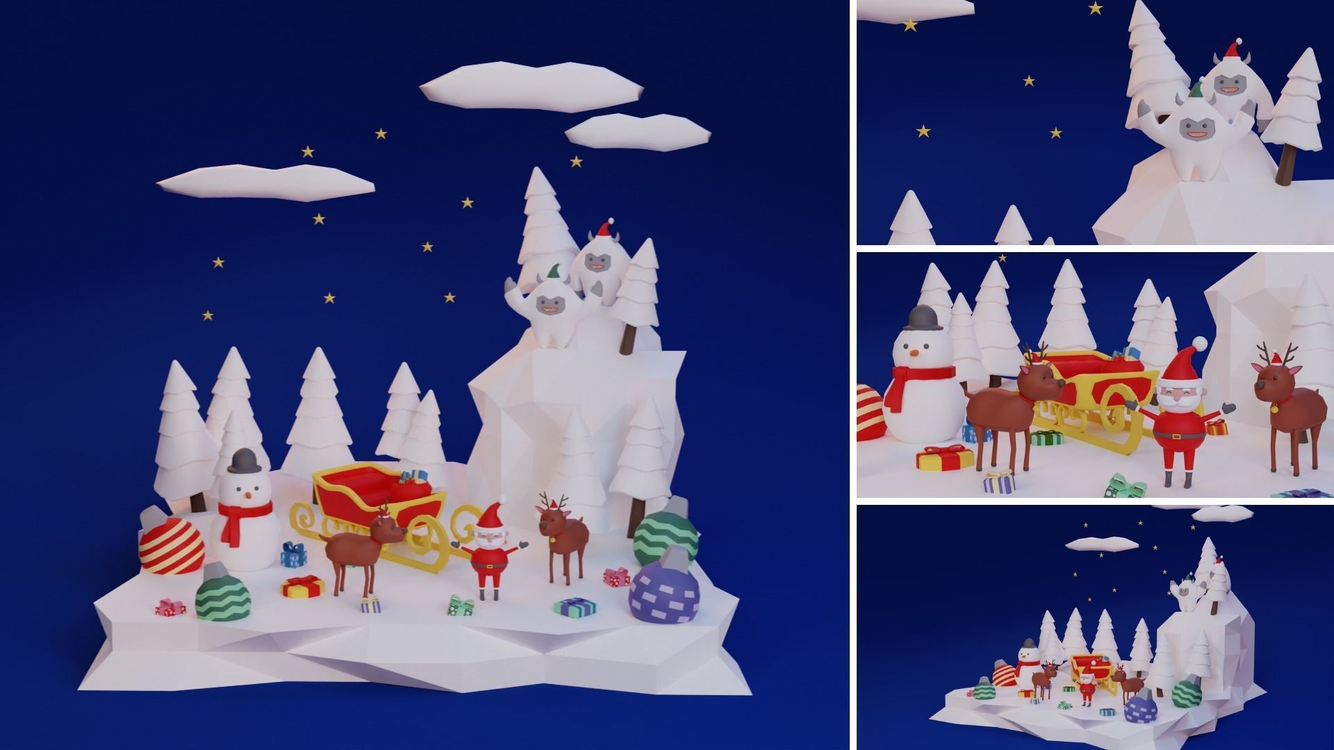 Low Poly Christmas Set Low-poly 3D model_14