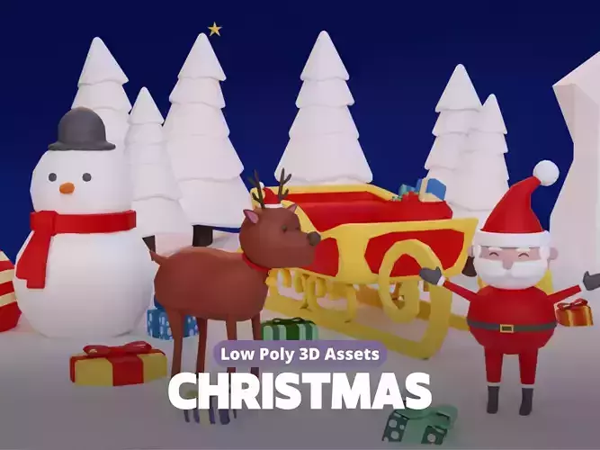 Low Poly Christmas Set