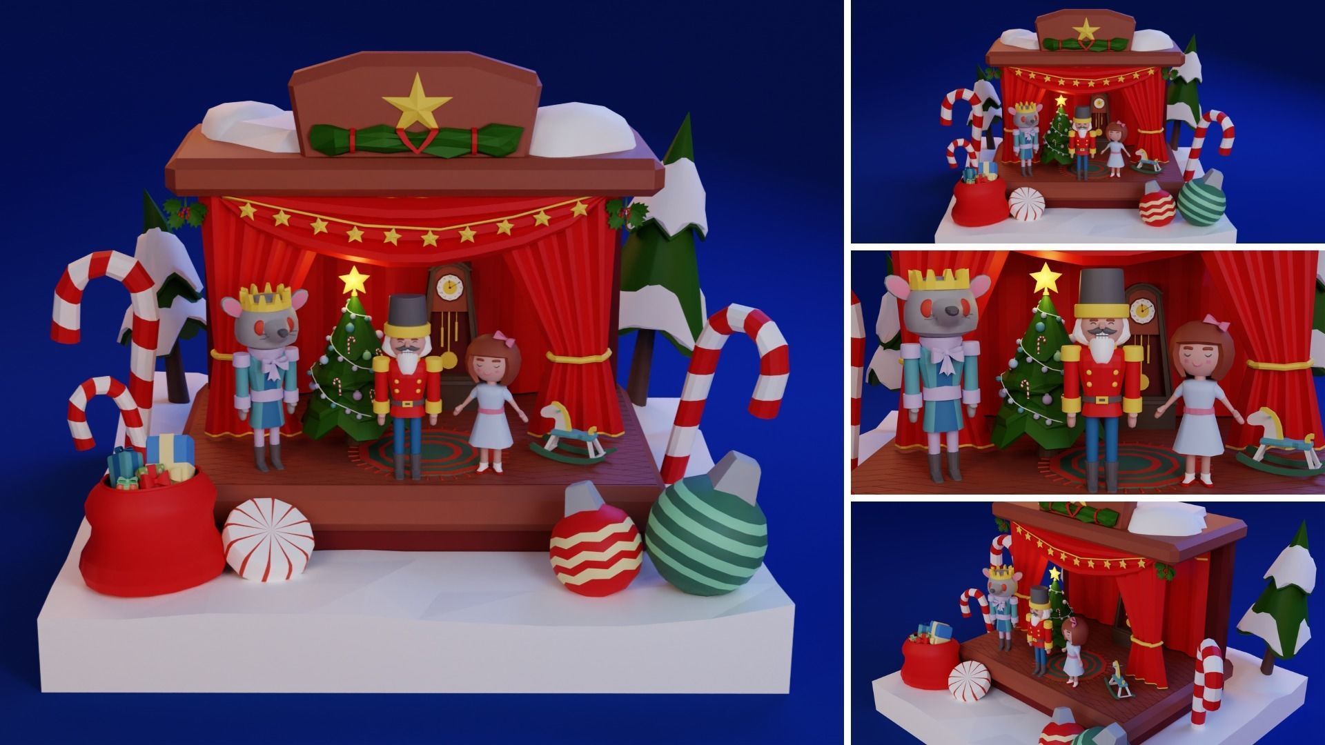 Low Poly Christmas Set Low-poly 3D model_15