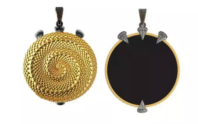 sleeping dragon pendant holding a flat stone 