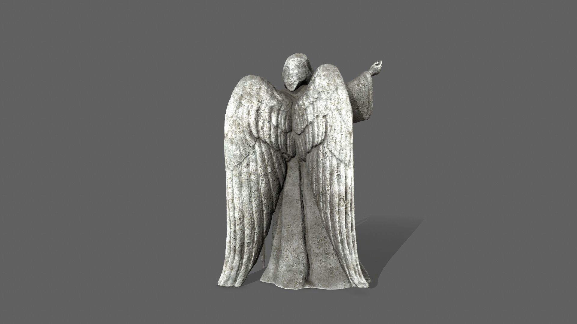 Angel statue of holding sword Low-poly 3D model_7