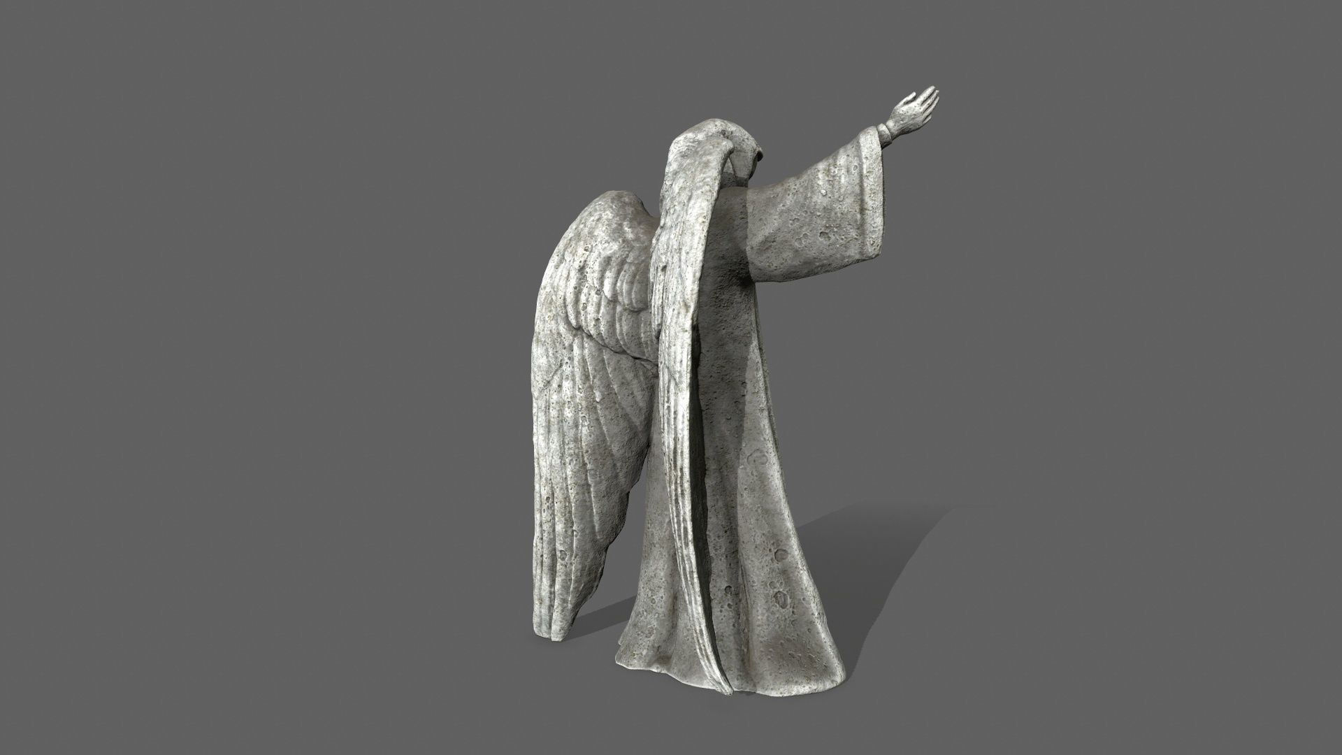 Angel statue of holding sword Low-poly 3D model_8