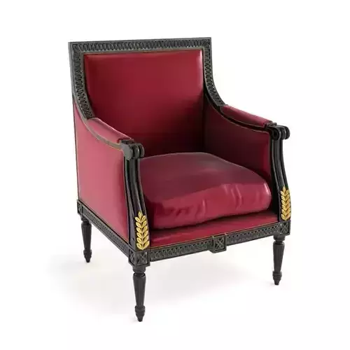 Antique Red Leather Chair 3D model