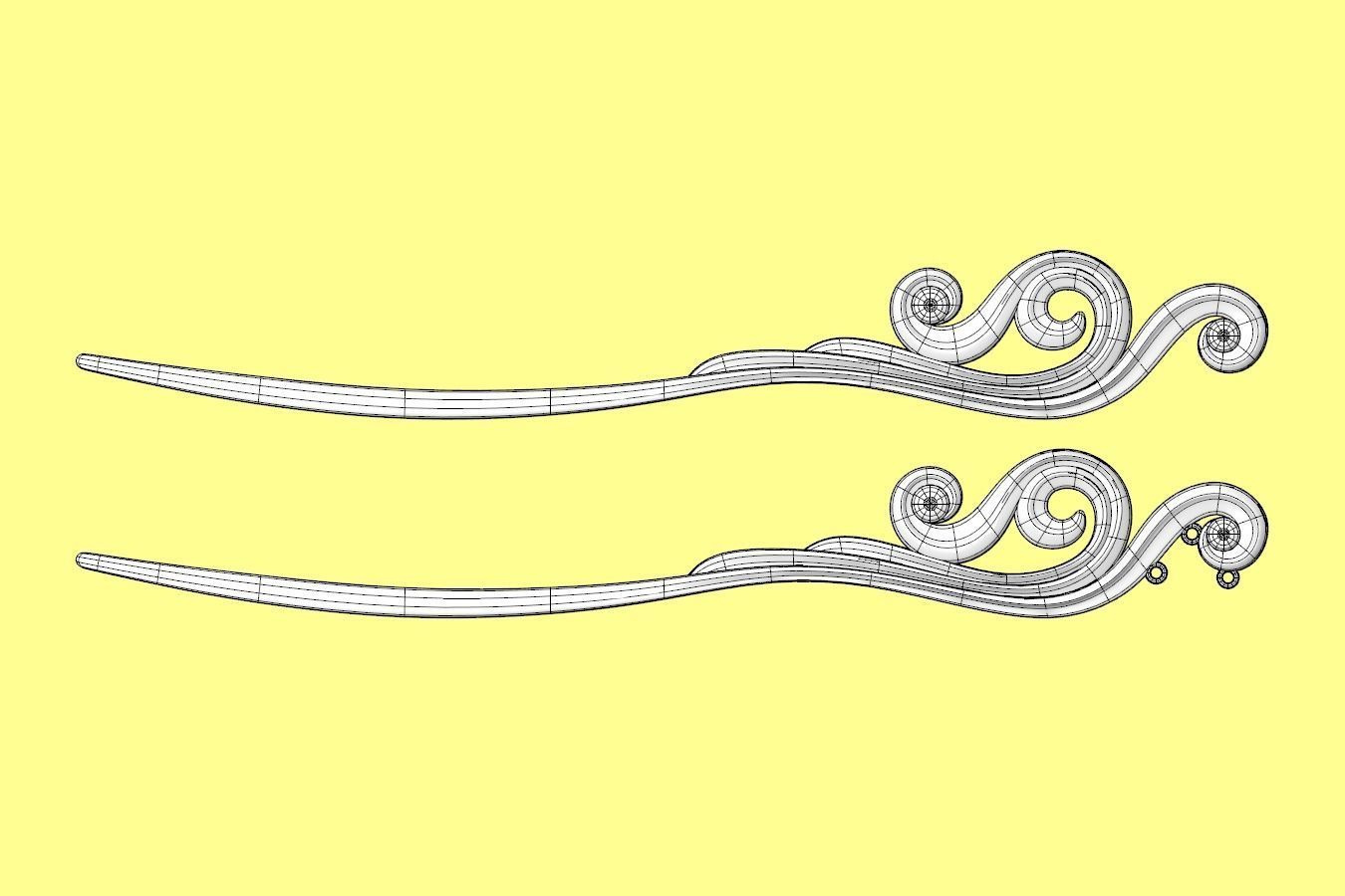 Chinese Scroll Hairstick-Hair Pin-Printable Accessories 3D print model_2