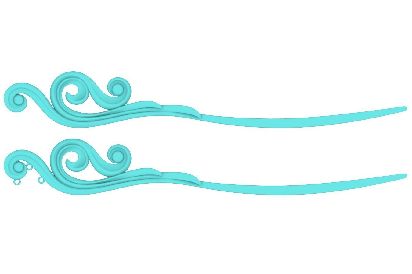 Chinese Scroll Hairstick-Hair Pin-Printable Accessories 3D print model_6