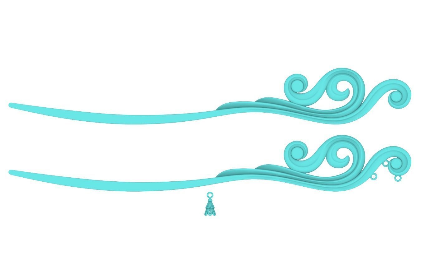 Chinese Scroll Hairstick-Hair Pin-Printable Accessories 3D print model_5