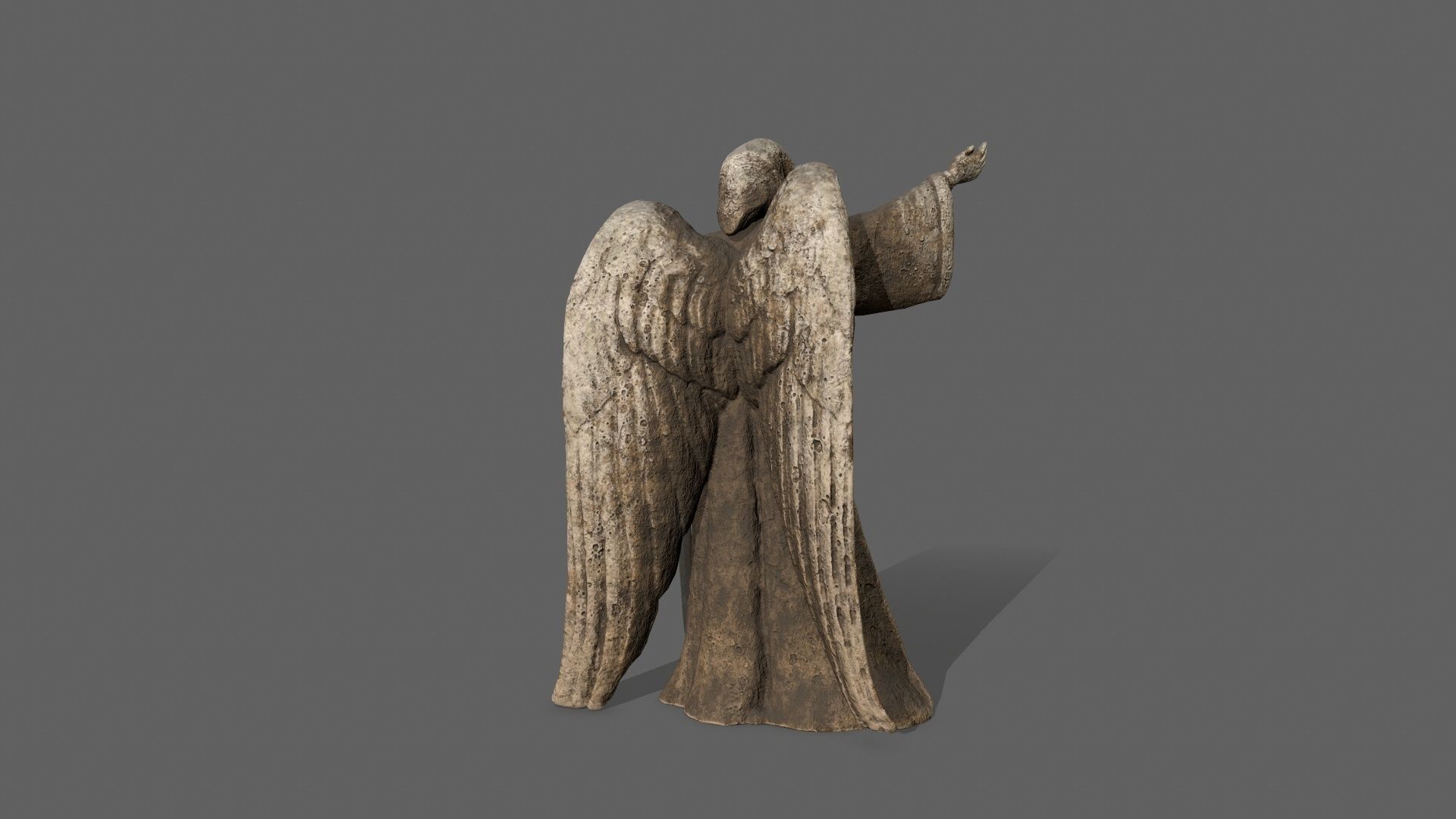 Angel statue of holding sword Low-poly 3D model_6