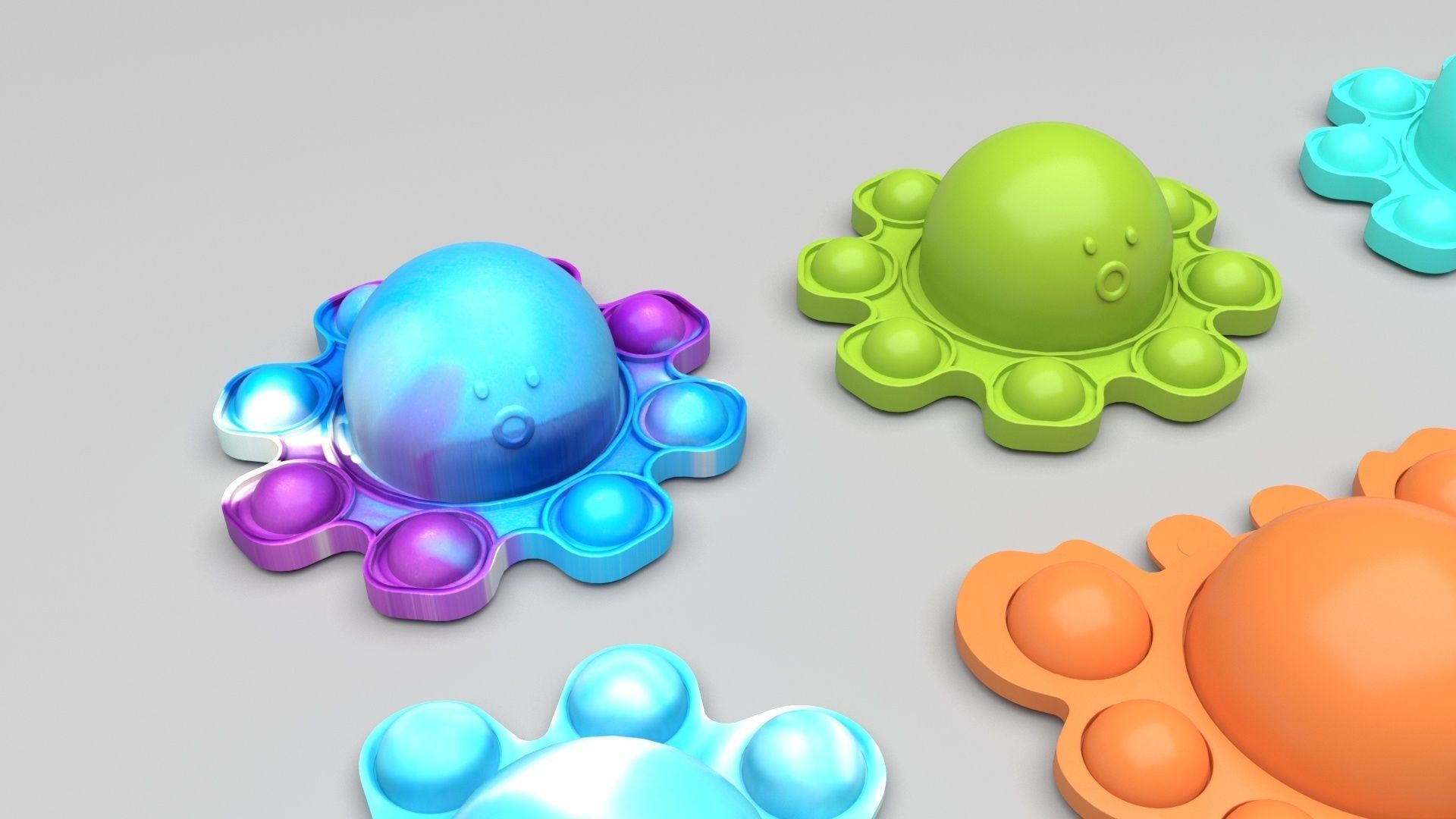 Animal Reversible Pop It Fidget Toys Set 3D model_33