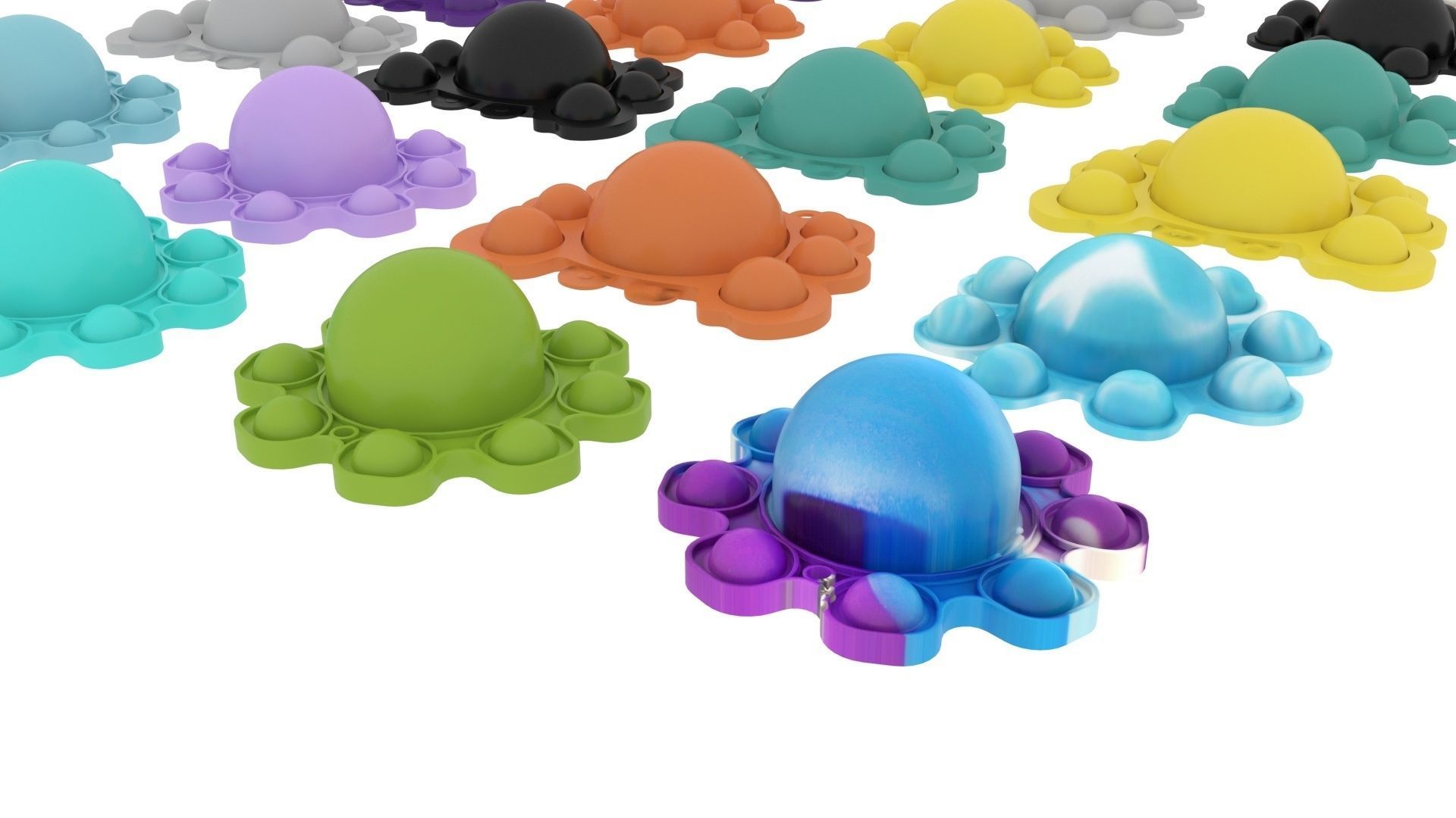 Animal Reversible Pop It Fidget Toys Set 3D model_4