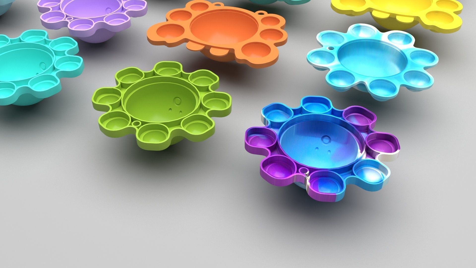 Animal Reversible Pop It Fidget Toys Set 3D model_40