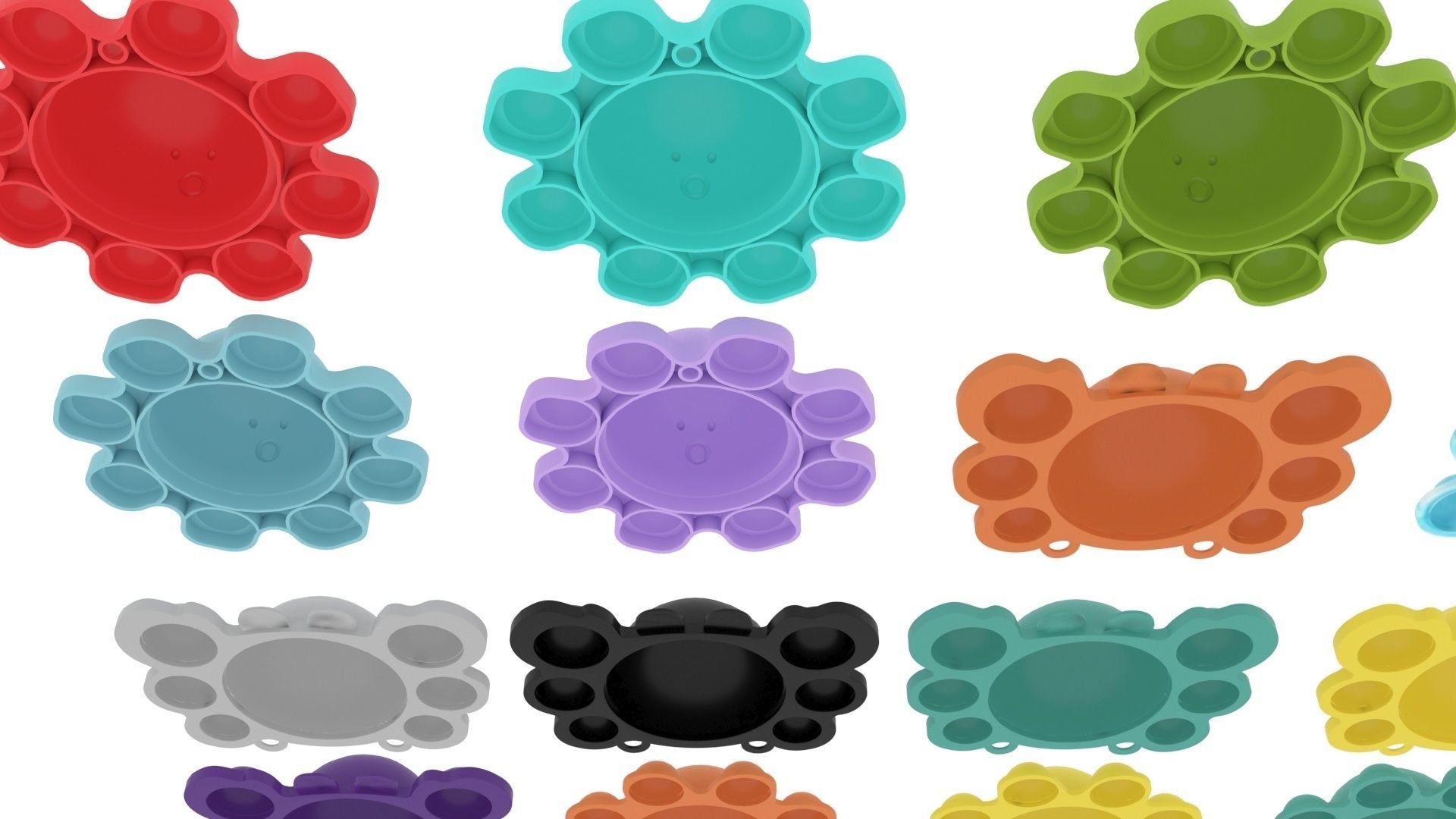 Animal Reversible Pop It Fidget Toys Set 3D model_14