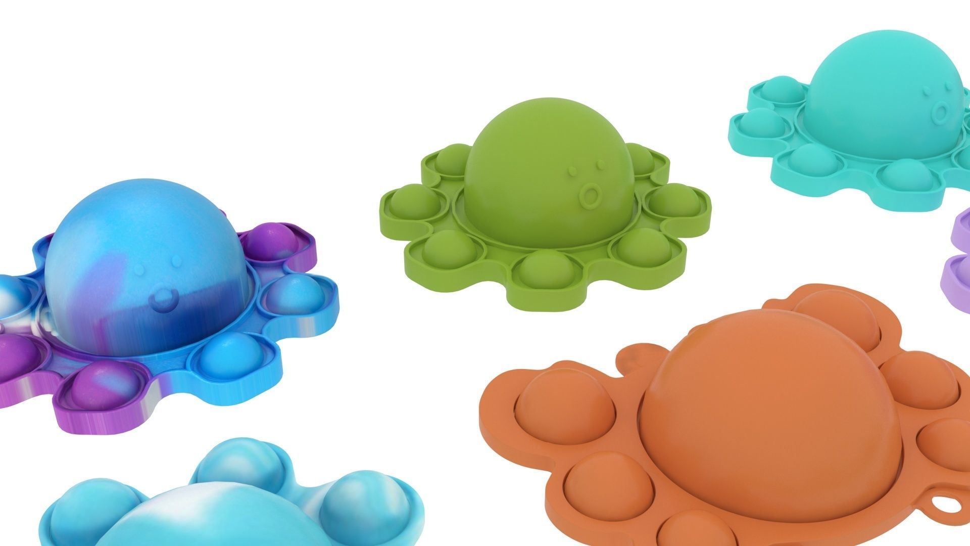 Animal Reversible Pop It Fidget Toys Set 3D model_5