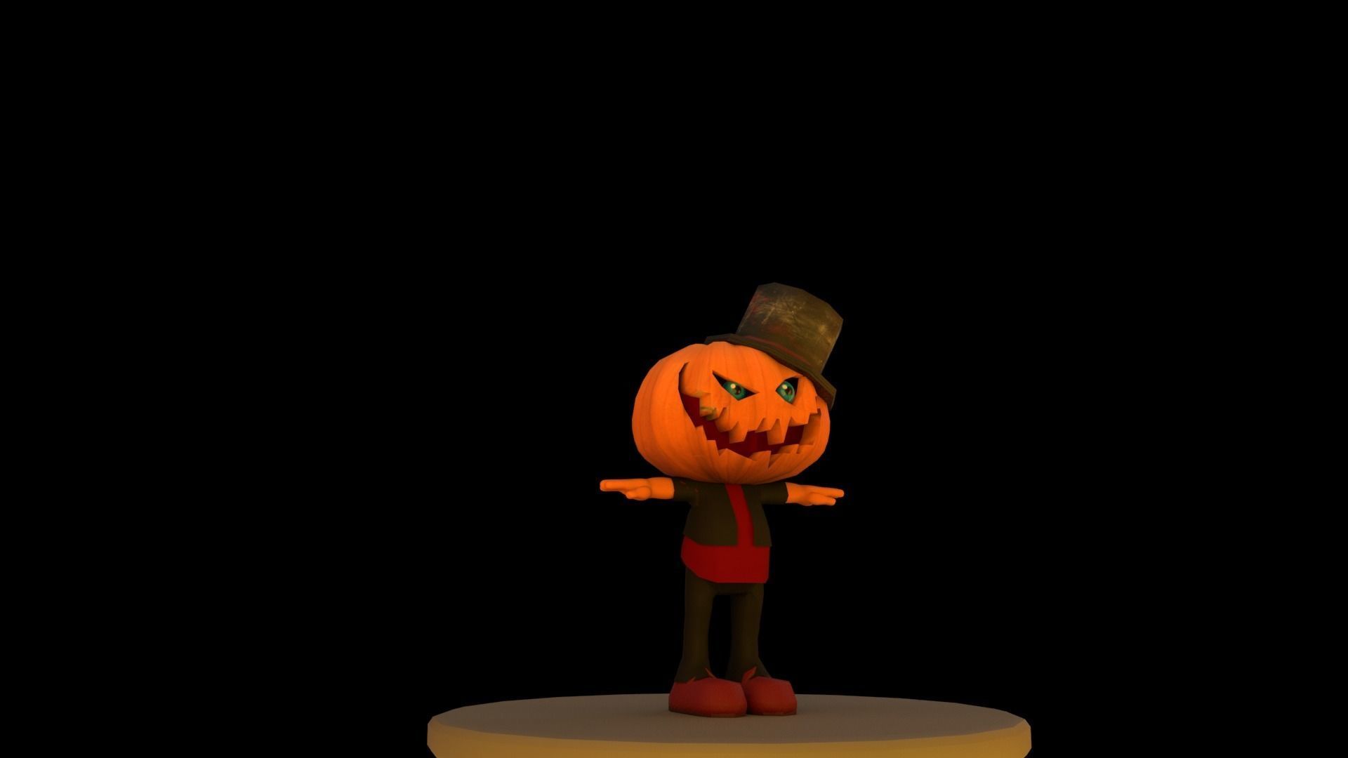 Halloween Pumpkin Character Low-poly 3D model_11