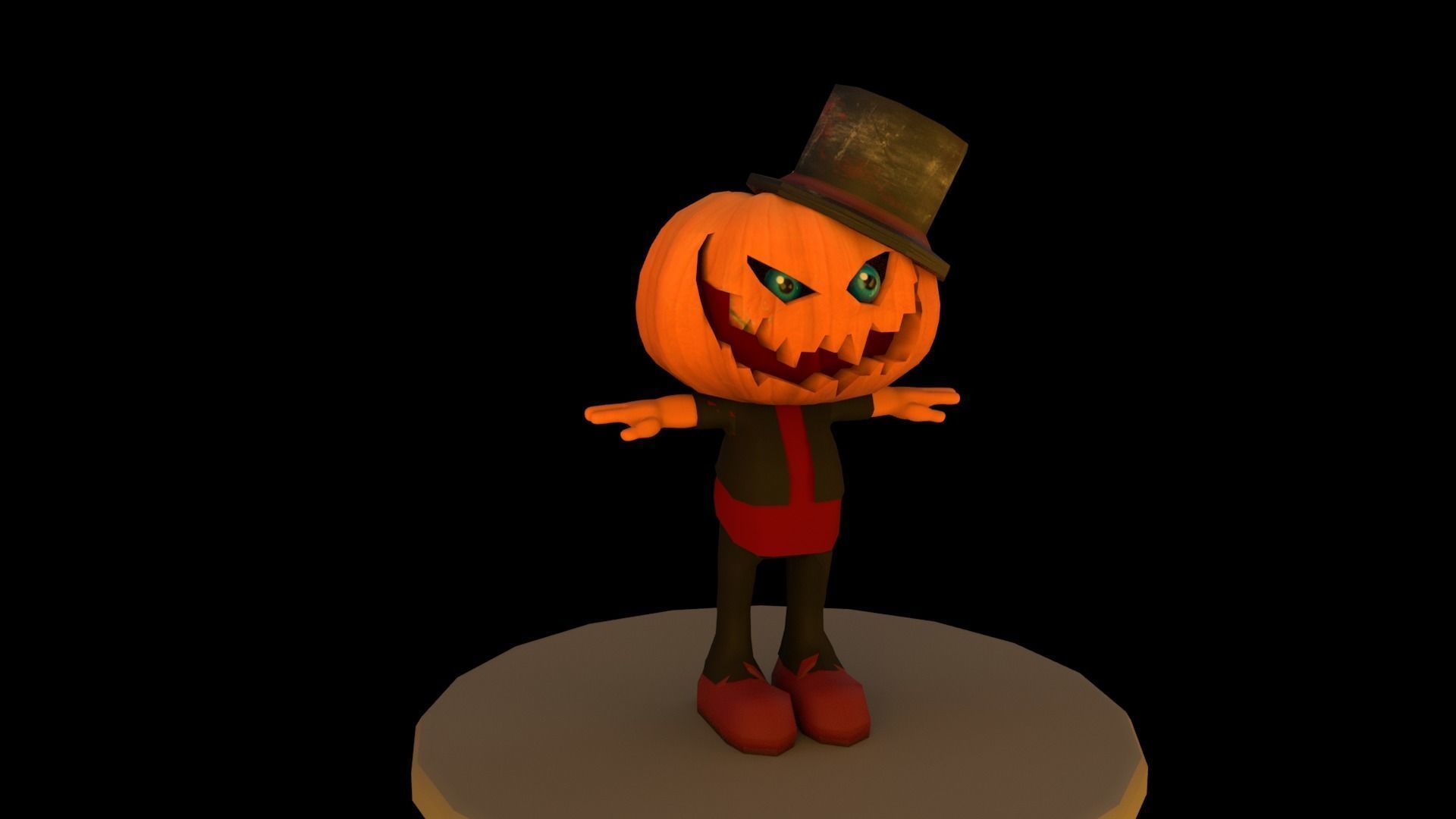 Halloween Pumpkin Character Low-poly 3D model_8